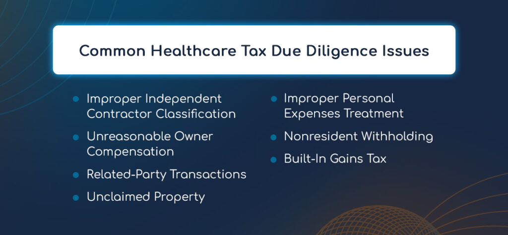 Common Healthcare Tax Due Diligence Issues