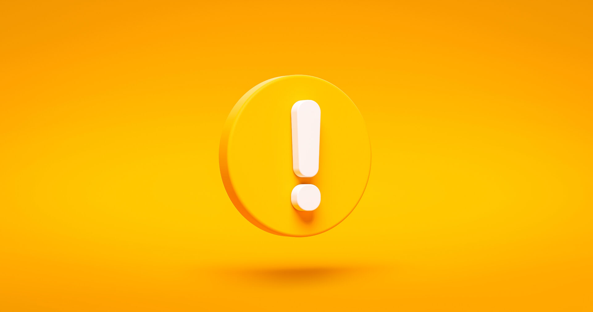 Exclamation point in an orange circle over an orange background.