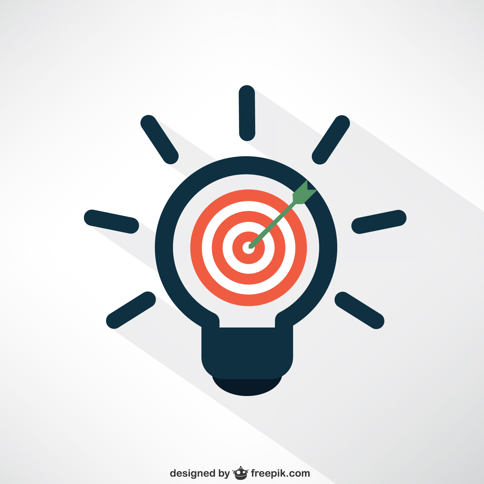 Lightbulb graphic with a target inside with an arrow in the center.